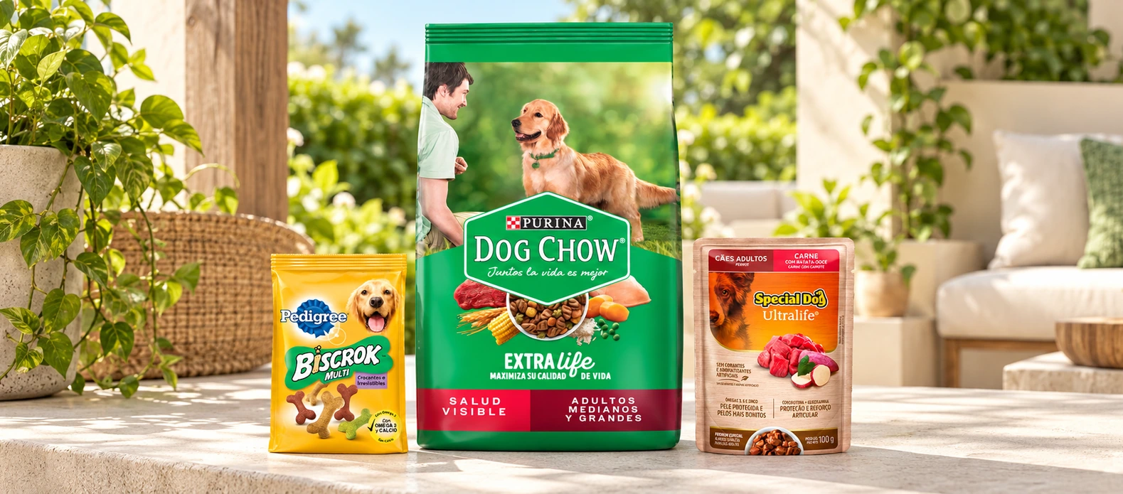 Dog Chow Adulto: opciones con Biscrok o salsa, un regalo por bolsa.