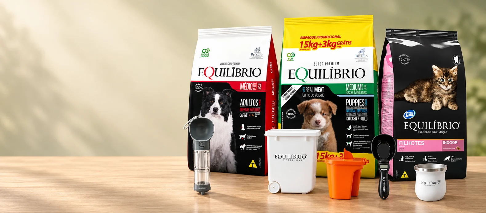 Bolsas de Equilibrio para perro y gato con mate, medidor, pote, tarro y bebedero de regalo.
