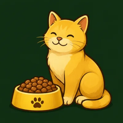 Gato adulto junto a un bol de alimento balanceado.
