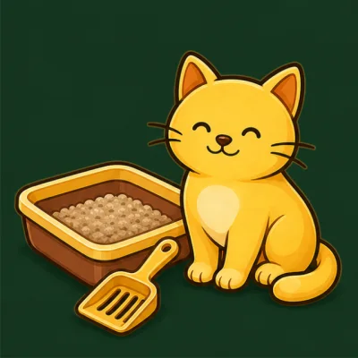 Bandeja sanitaria con arena aglomerante para gato.
