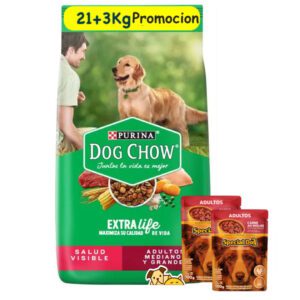 Dog Chow Adulto Raza Mediana y Grande 21+3Kg + Salsas