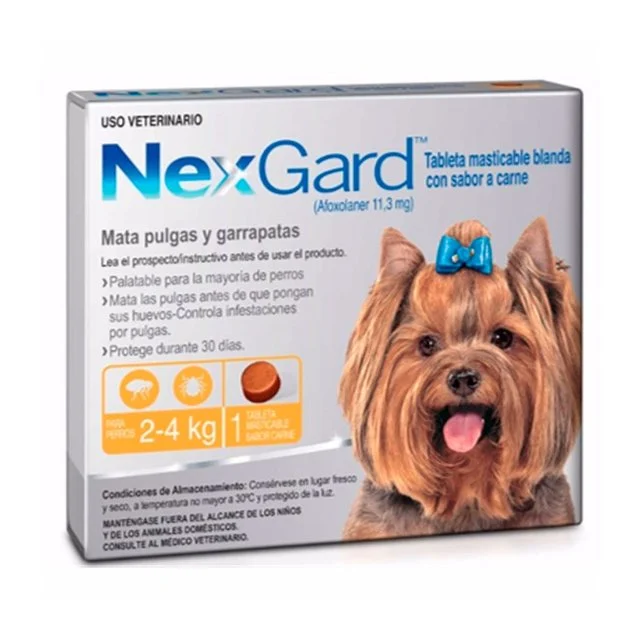 Pastilla Nexgard Anti pulgas y garrapatas hasta 4 Kg