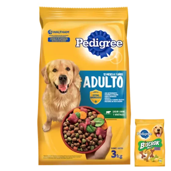 Pedigree Adulto Vegetales 21 Kg + Biscrok