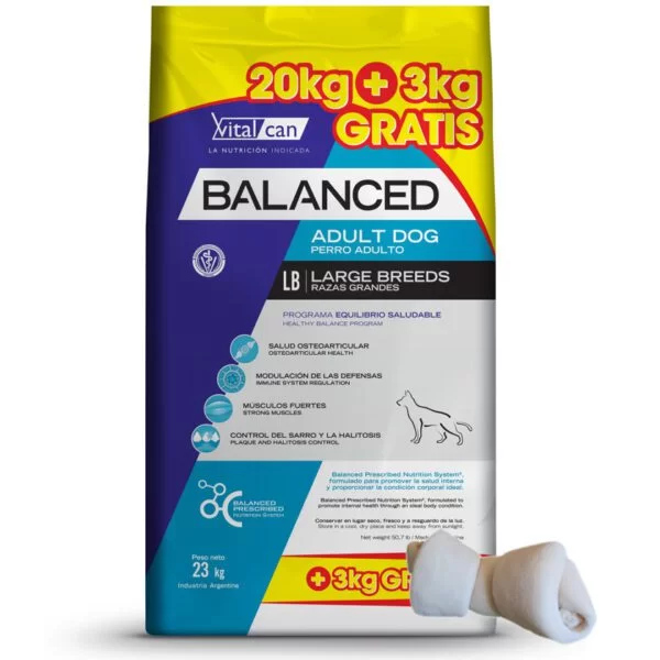 Nueva Balanced Perro Adulto Large 20 + 3 Kg + Hueso 1 balanced adulto large