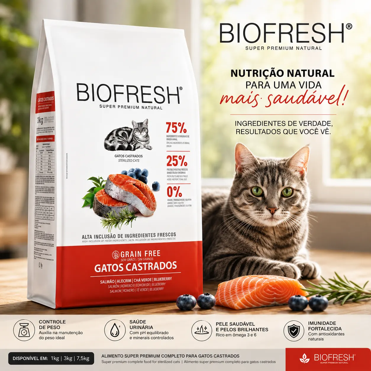Biofresh Gatos Castrados Salmon 7.5 Kg y Churu obsequio 1 biofresh gato castrado salmon