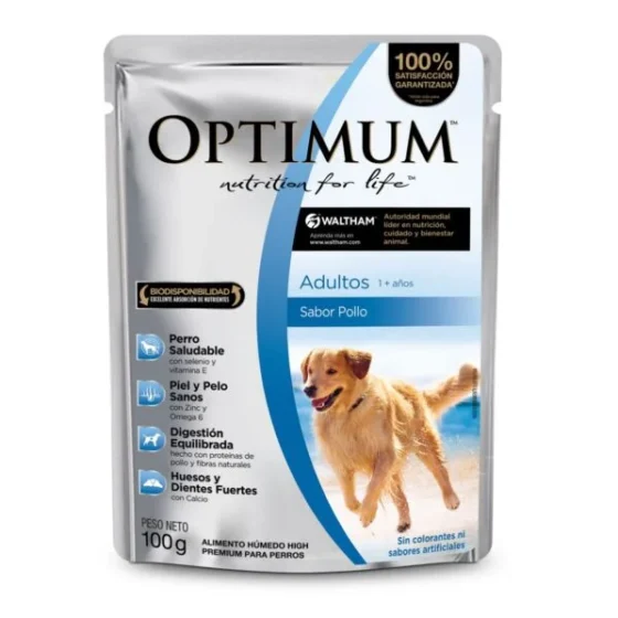 Pouch Salsa Optimum para Perros Adultos caja 12 Unid