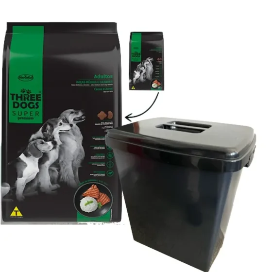 Three Dogs Adulto Super Premium 15+2 Kg + Contenedor