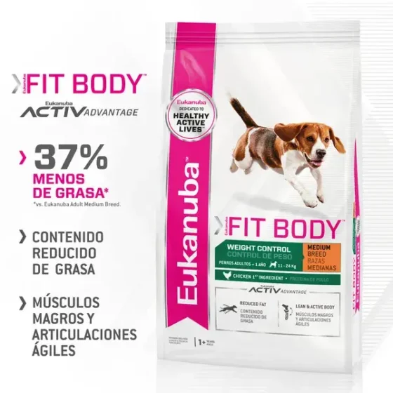 Eukanuba Fit Body Raza Mediana 15 Kg