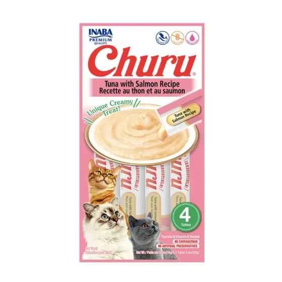 Churu Atún y Salmón Snack Cremoso para Gatos 4 Tubos