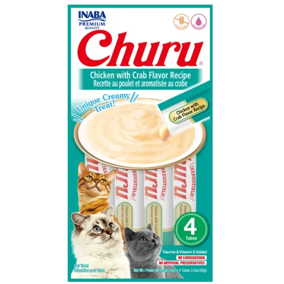 Churu Pollo y Cangrejo Snack Cremoso para Gatos 4 Tubos