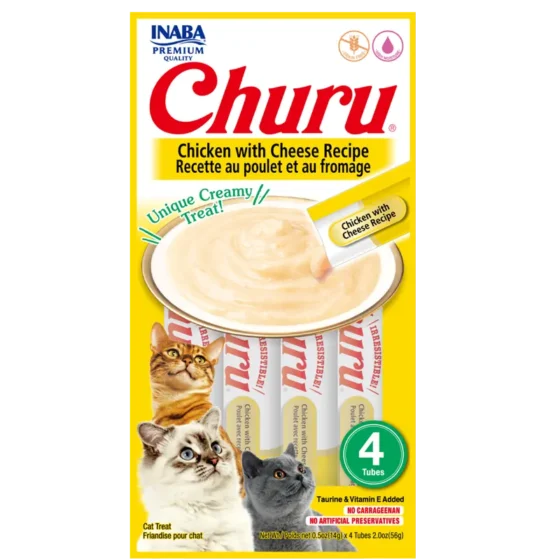 Churu Pollo y Queso Snack Cremoso para Gatos 4 Tubos