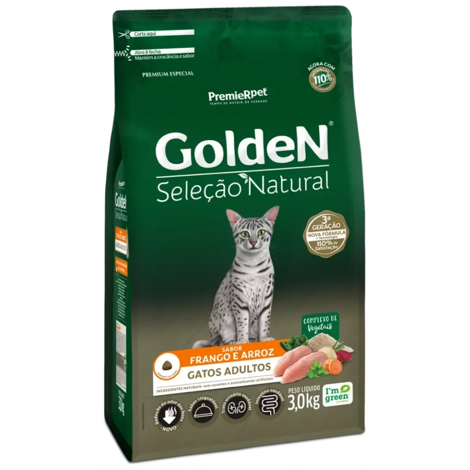 GoldeN Selección Natural Gatos Adultos Sabor Pollo y Arroz 10,1 Kg