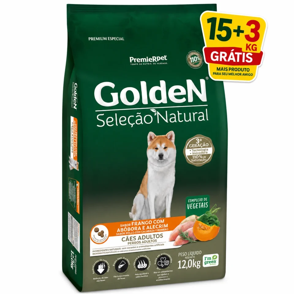 GoldeN Selección Natural Adultos Pollo, Calabaza y Romero 15+3 Kg