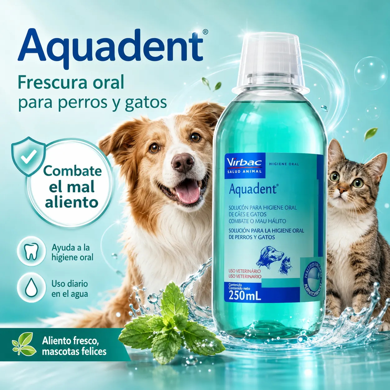 Aquadent Virbac para Perros o Gatos 250Ml 1 aquadent
