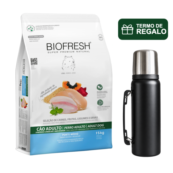 Biofresh Adulto Razas Medianas 15 Kg con termo de regalo