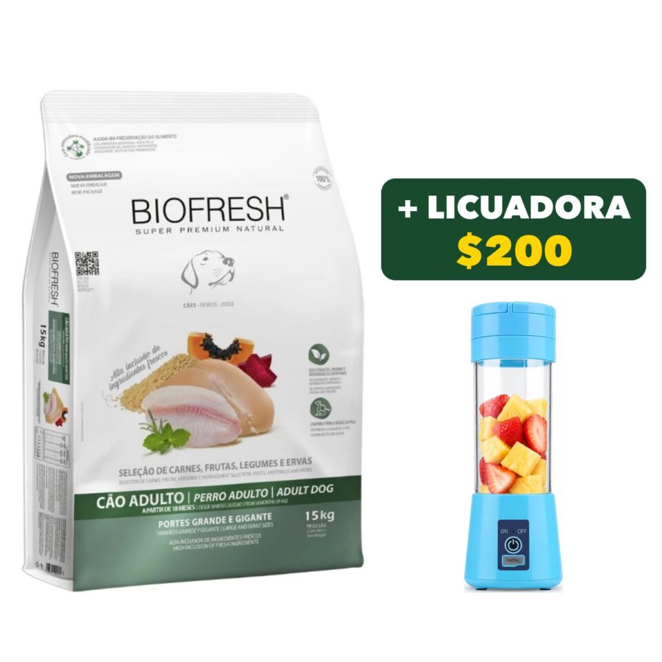 Biofresh Adulto Razas Grandes 15 Kg + Licuadora opcional $200