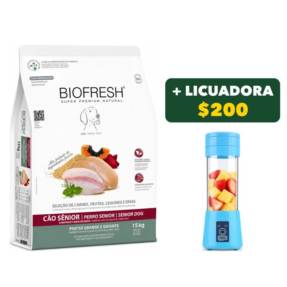 Biofresh Senior Razas Grandes 15 Kg + Licuadora opcional $200