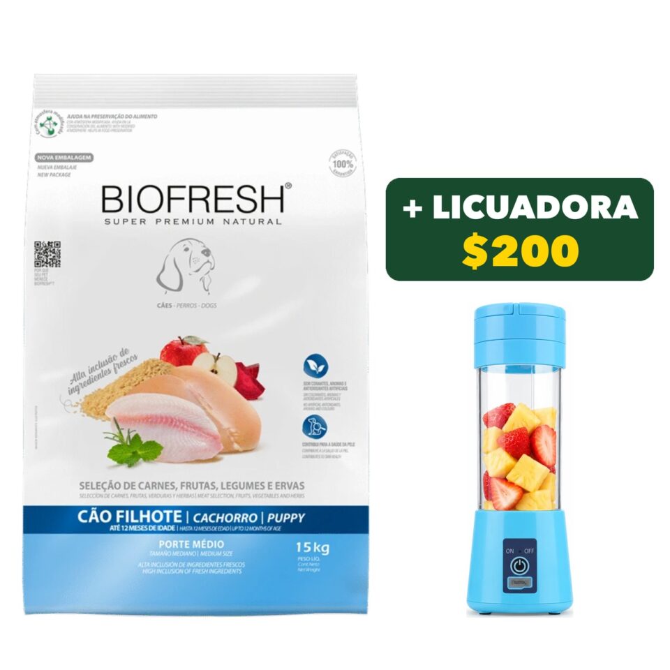 Biofresh Cachorro Razas Medianas 15 Kg + Licuadora opcional $200