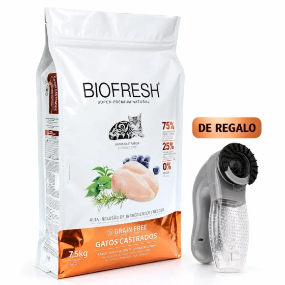Biofresh Gatos Castrados Pollo 7,5 kg con cepillo aspirador de regalo