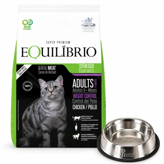 Equilibrio Gato Adulto Castrado Pollo 7,5 Kg + Plato de acero de regalo