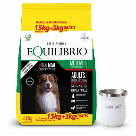 Equilibrio Adulto Raza Mediana 18 Kg + Mate Equilibrio de regalo