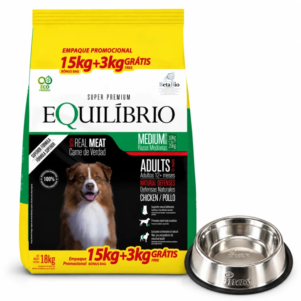 Equilibrio Adulto Raza Mediana 18 Kg + Plato de acero de regalo
