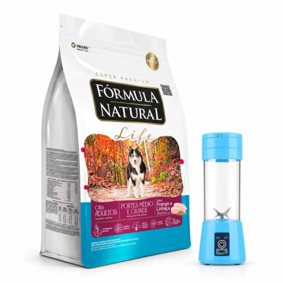Formula Natural Life Adulto Raza Media y Grande 15 Kg + Licuadora portátil