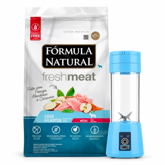 Formula Natural Fresh Meat Cachorro Medio 12 Kg + Licuadora portátil