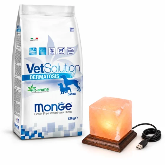 Monge VetSolution Dermatosis Canine 12 Kg + Lámpara de sal de regalo