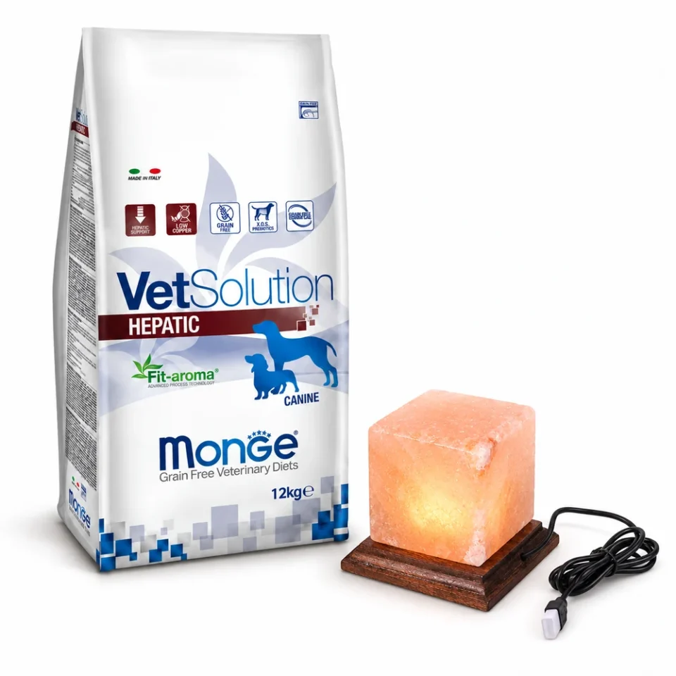 Monge VetSolution Hepatic Canine 12 Kg + Lámpara de sal de regalo
