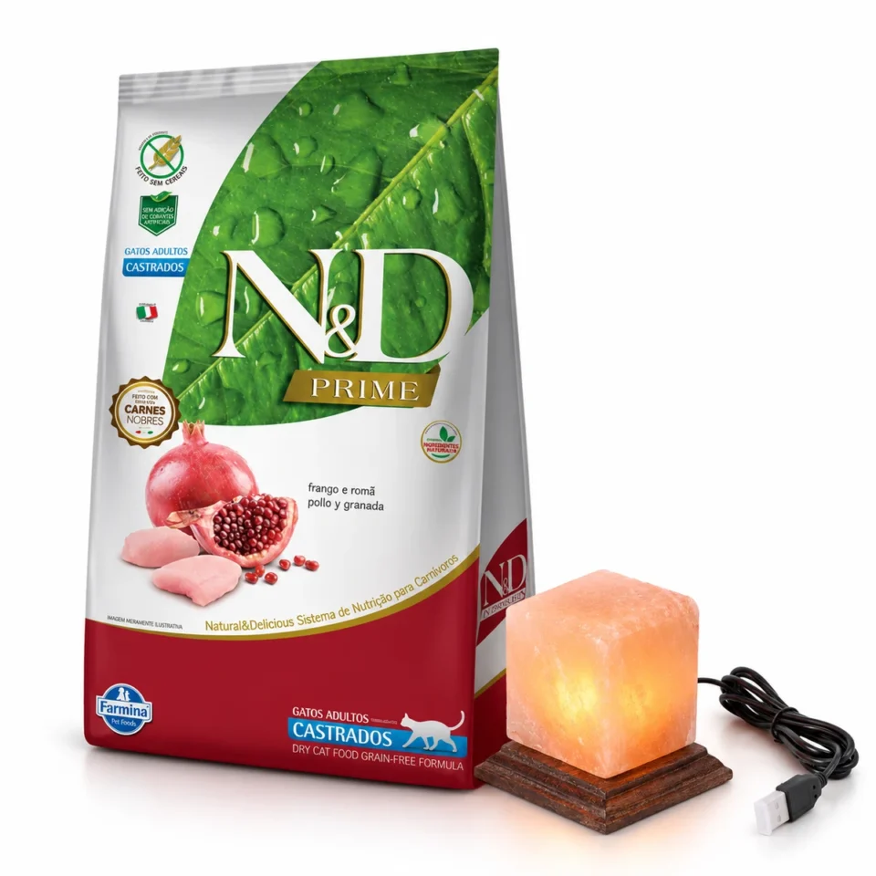 N&D Prime Feline Adulto Castrado 7,5Kg + Lámpara de sal de regalo