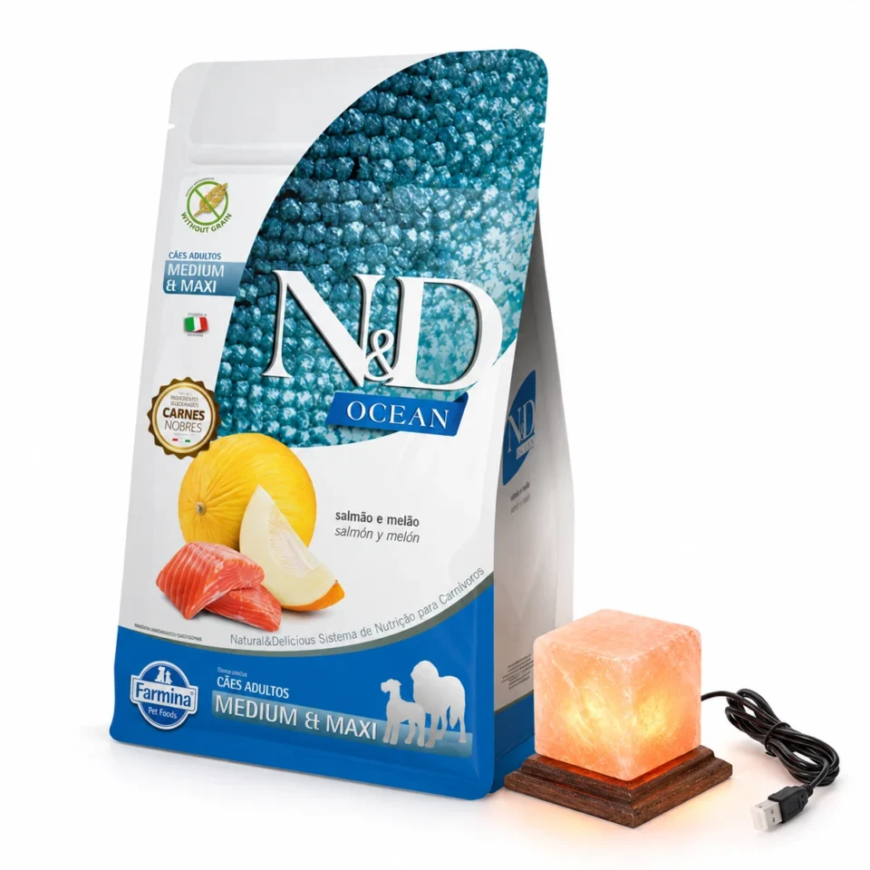N&D Ocean para Perro Adulto Mediano y Grande 10 Kg + Lámpara de sal de regalo