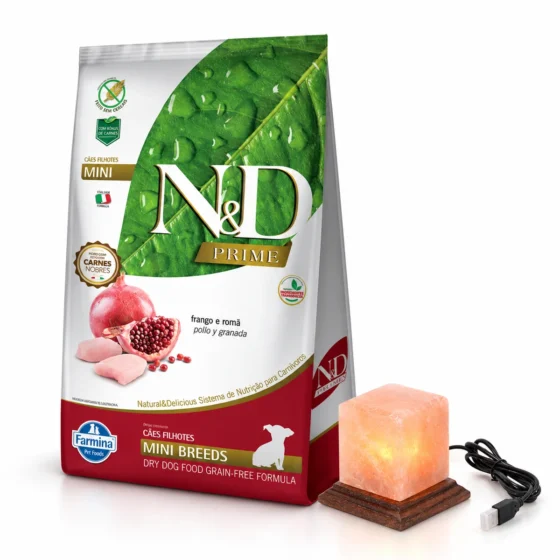 N&D Prime Puppy Pollo y Granada Mini 10,1 Kg + Lámpara de sal de regalo