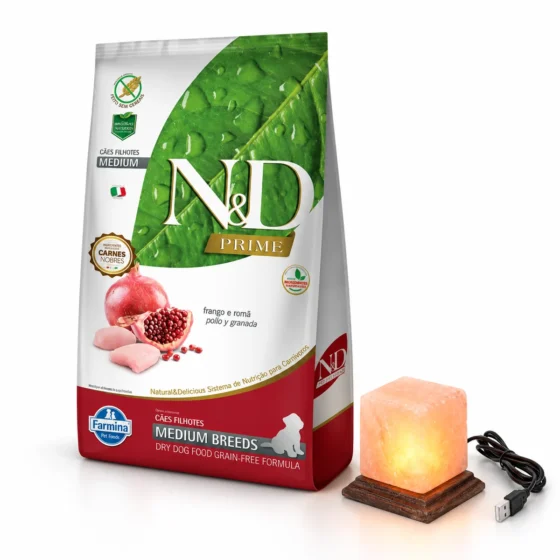 N&D Puppy Medium Prime Pollo y Granada 10,1 Kg + Lámpara de sal de regalo