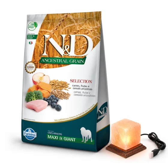 N&D Ancestral Selection Adulto Maxi & Giant 15 Kg + Lámpara de sal de regalo