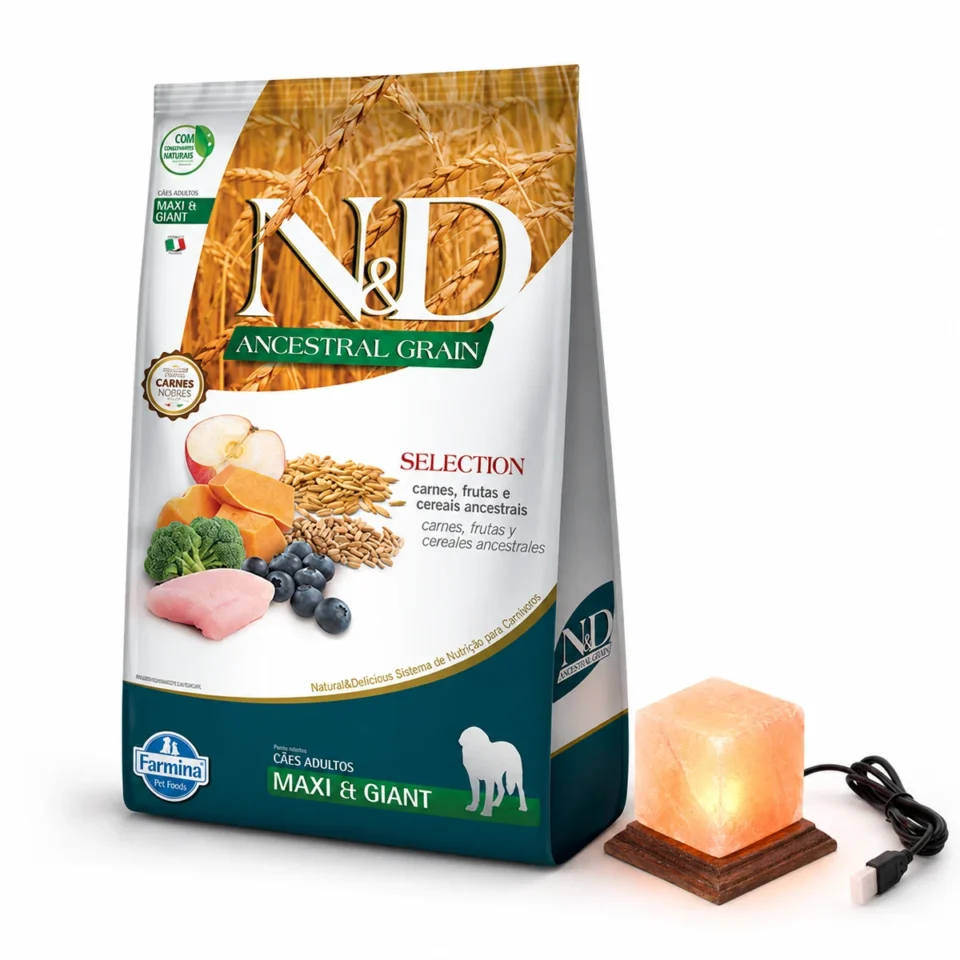 N&D Ancestral Selection Adulto Maxi & Giant 15 Kg + Lámpara de sal de regalo