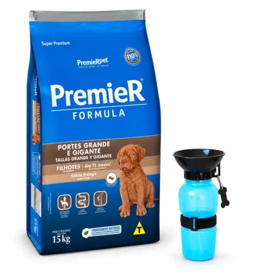 PremieR Formula Perros Cachorros Talla Grande y Gigante Pollo 15 Kg + Botella bebedero azul de regalo