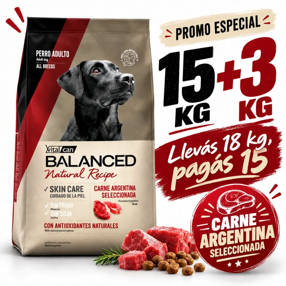 Balanced Carne Argentina Natural Recipe Adulto 15+3Kg