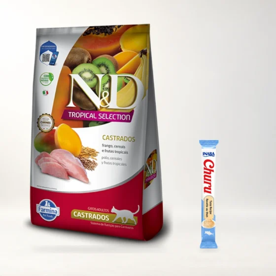 N&D Tropical Gato Castrado Pollo 7 Kg +Churu