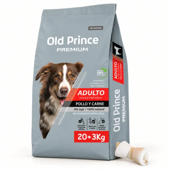 Old Prince Premium Adulto Pollo 20+3 Kg + Hueso de lonja de regalo