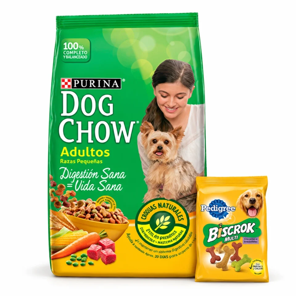 Dog Chow Adultos Razas Pequeñas 21 Kg + Biscrok 100 g de regalo
