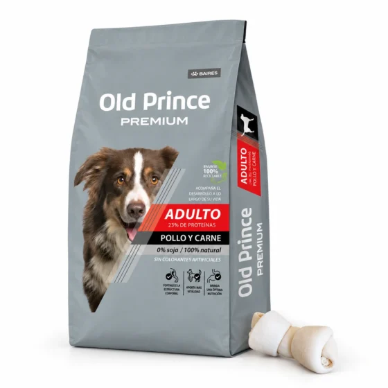 Old Prince Premium Adulto Pollo 15 Kg + Hueso de lonja de regalo