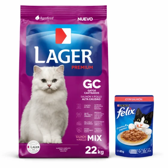 Lager Gato Castrado Premium 22 Kg + Salsa