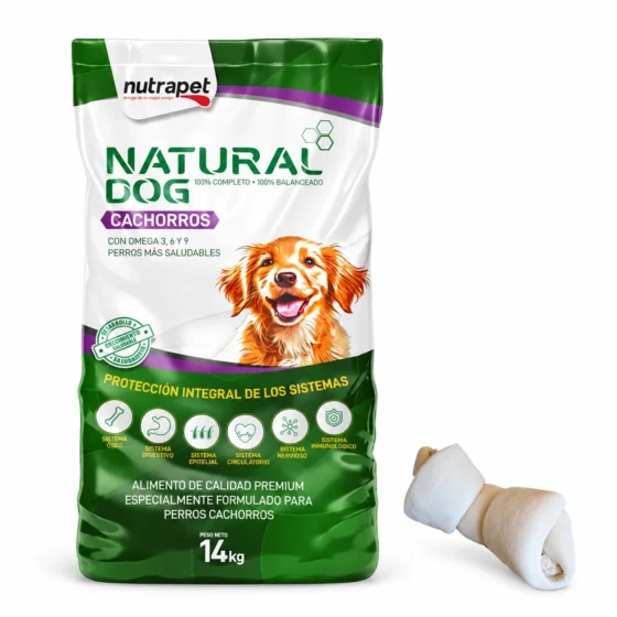 Natural Dog Cachorro 14 Kg + Hueso de lonja de regalo