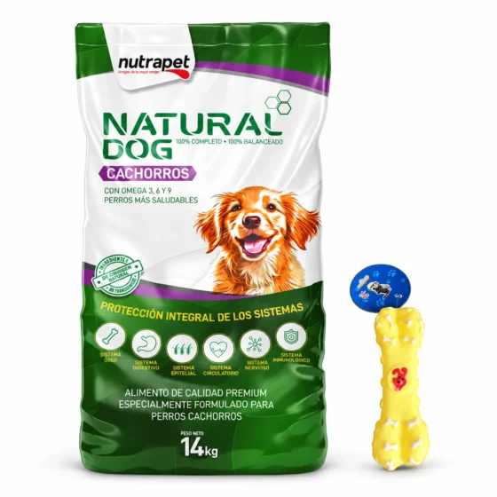 Natural Dog Cachorro 14 Kg + Juguete mordedor de regalo