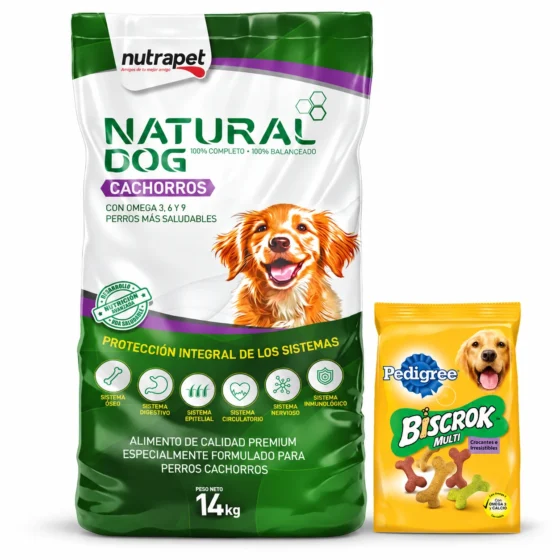 Natural Dog Cachorro 14 Kg + Biscrok 100 g de regalo
