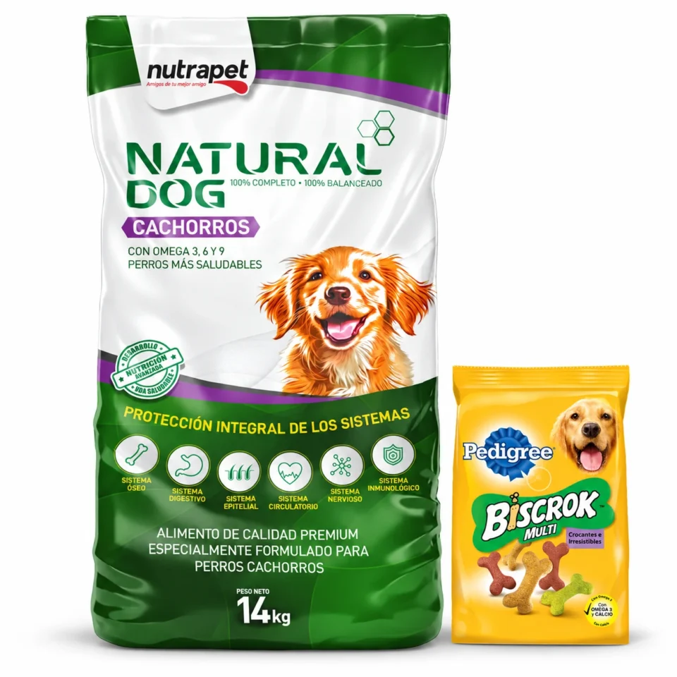Natural Dog Cachorro 14 Kg + Biscrok 100 g de regalo