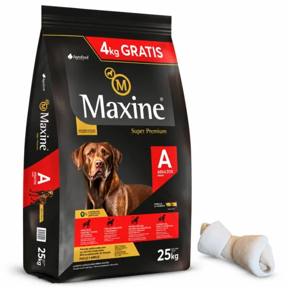 Maxine Adulto Super Premium 21+4 Kg + Hueso de lonja de regalo