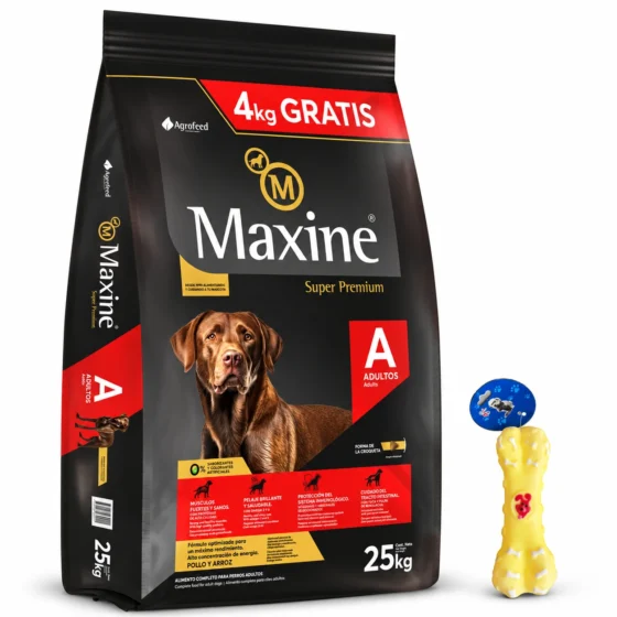 Maxine Adulto Super Premium 21+4 Kg + Juguete mordedor de regalo