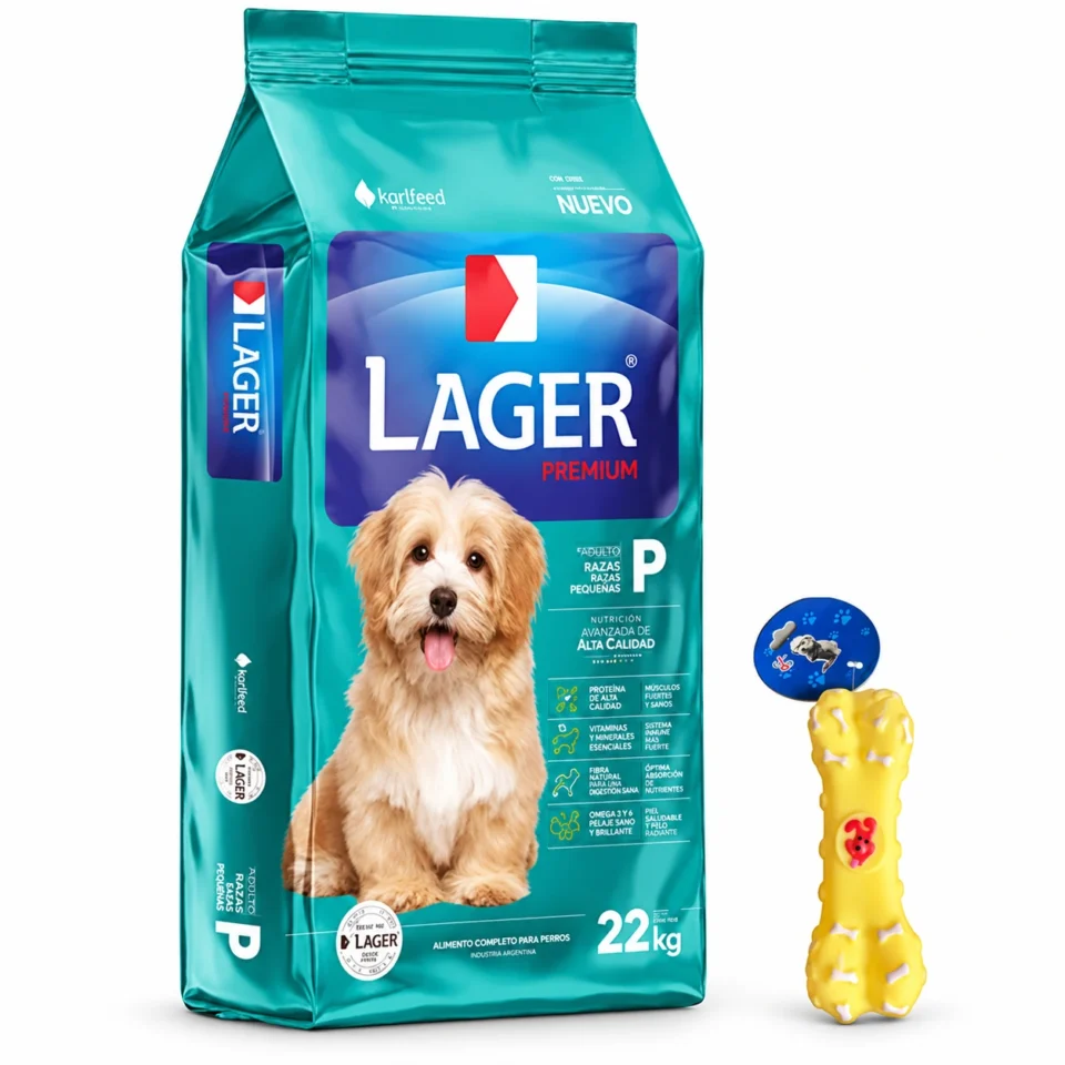 Lager Adulto Raza Pequeña Premium 22 Kg + Juguete mordedor de regalo